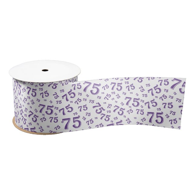 Lazo De Raso 75th Modern Random Number Pattern Purple/White (Carrete)