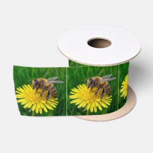 Lazo De Raso Abeja en un diente de león amarillo