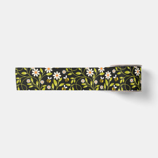 Lazo De Raso Abeja y Margarita Floral Botánico Negro