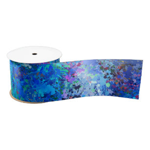 Lazo De Raso Abstracción de las gotas Verde azuladas rosas azul