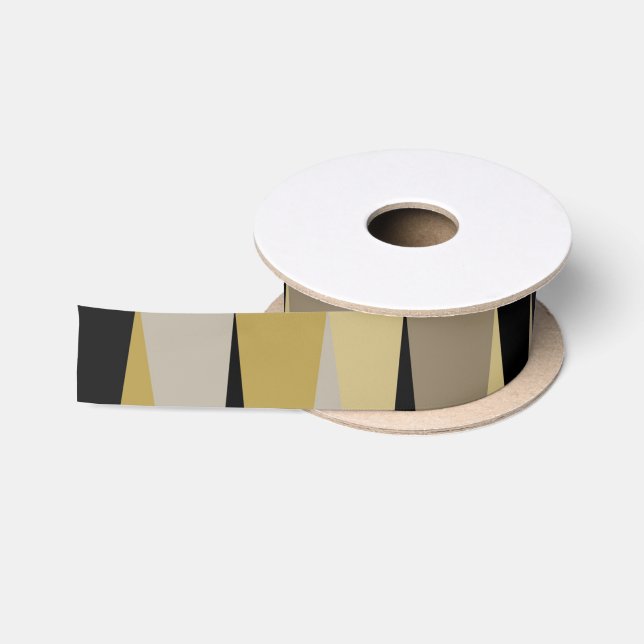 Lazo De Raso abstracto de negro y oro (Carrete)