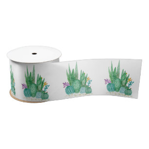 Lazo De Raso Acuarela , cactus , suculentos