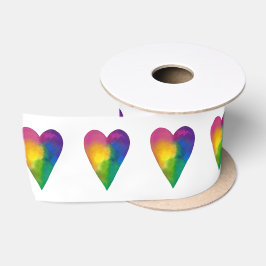 Lazo De Raso Acuarela de los corazones arcoiris