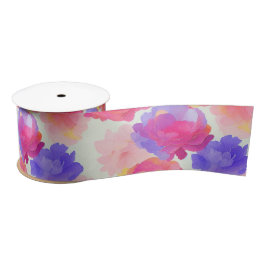 Lazo De Raso Acuarela Flores de Primavera Pintadas Vibrantes