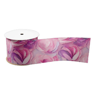 Lazo De Raso Acuarela Flores De Primavera Rosadas Vibrantes Pin