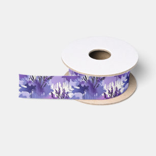 Lazo De Raso Acuarela púrpura con flores