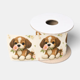 Lazo De Raso Adorable cachorro de punto con flores
