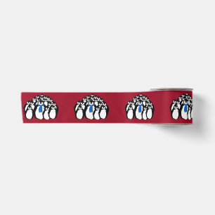 Lazo De Raso Adorable familia de pingüinos en rojo de Navidad