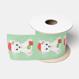 Lazo De Raso Adorable Santa oso polar de Navidad