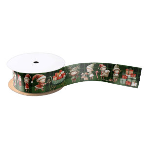 Lazo De Raso Adorables Elfos Ocupados Navidad Plaids Verdes