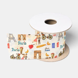 Lazo De Raso Adorables motivos parisinos de acuarela caprichoso
