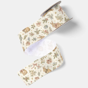 Lazo De Raso Adorno Floral Vintage de Invierno Bunny Blush