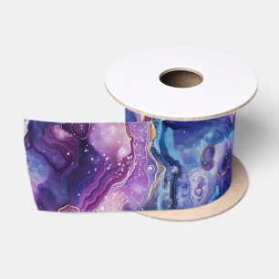 Lazo De Raso Ágata Celeste   Patrón de Piedra Abstracta Cósmica