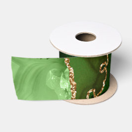 Lazo De Raso Ágata de brillo falso verde y dorado