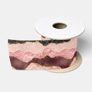 Lazo De Raso Ágata de lentejuelas negras y rosadas