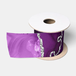 Lazo De Raso Ágata Purpúrea y Plateada con Brillo Falso