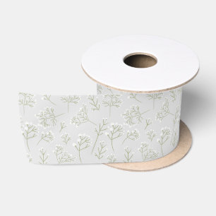 Lazo De Raso Aliento de Bebé Flor Blanca Acuarela Gypsophila