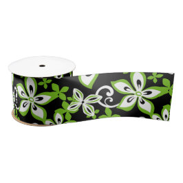 LAZO DE RASO ALOHA HAWAII (NEGRO/LIME) SATIN RIBBON