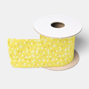 Lazo De Raso amarillo dorado, amarillo soleado y puntos blancos