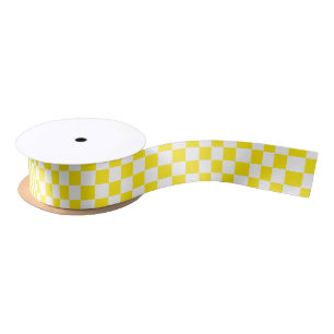 Lazo De Raso amarillo y blanco tachado