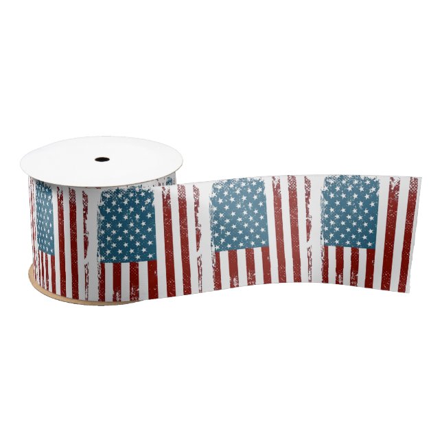 Lazo De Raso American Flag Distressed Design (Carrete)