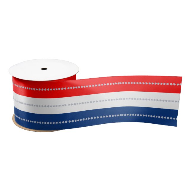 Lazo De Raso Americana Red White Blue Stars & Stripes (Carrete)