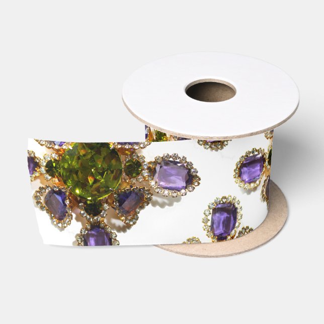 Lazo De Raso Ametría púrpura Diamantes Emerales joyas (Carrete)