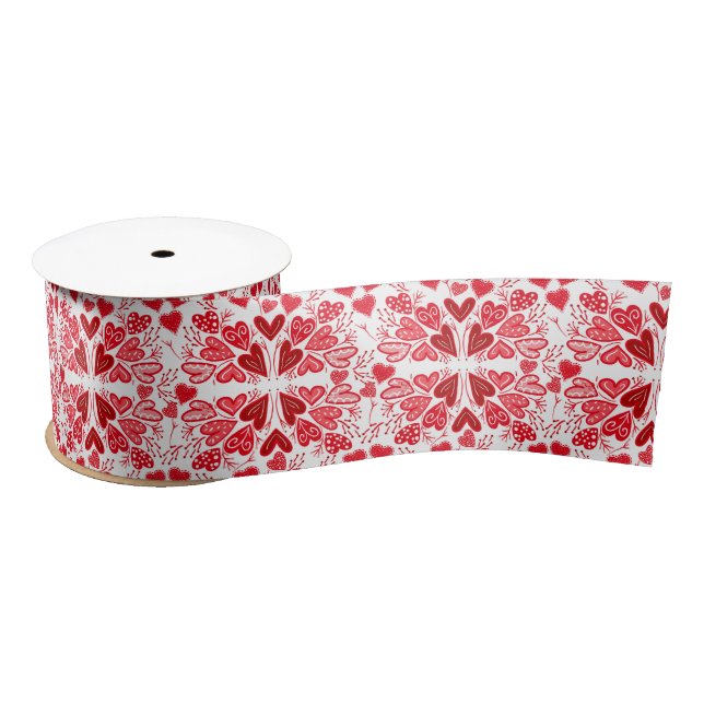 Lazo De Raso Amor de corazón rojo, rosa y blanco (Carrete)