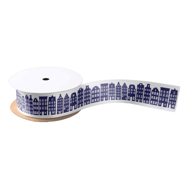 Lazo De Raso Ámsterdam Channel Row Houses Cobalt Blue Pattern (Carrete)
