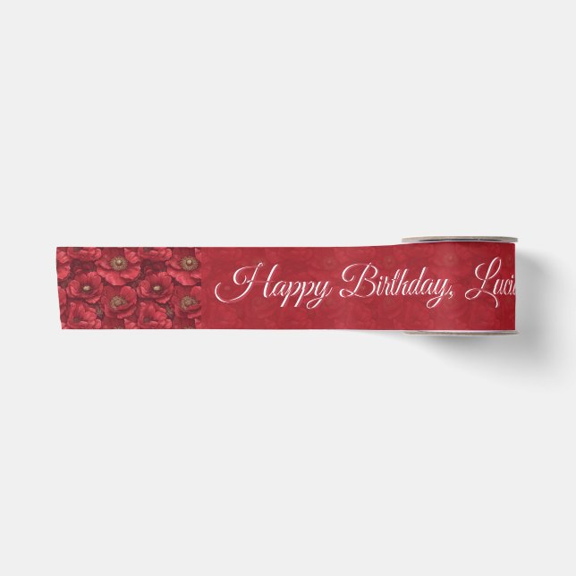Lazo De Raso Anémonas Exclusivas Flor Boho Cumpleaños (Anverso)