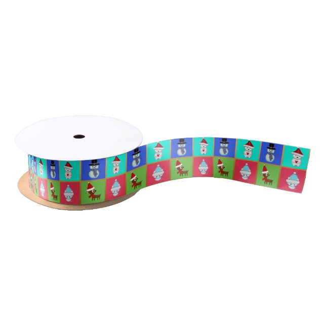 Lazo De Raso Animales Navideños Lindos (Carrete)
