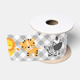 Lazo De Raso Animales Salvajes Safari En Gingham