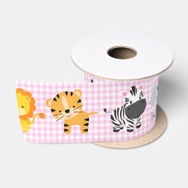 Lazo De Raso Animales Salvajes Safari En Gingham
