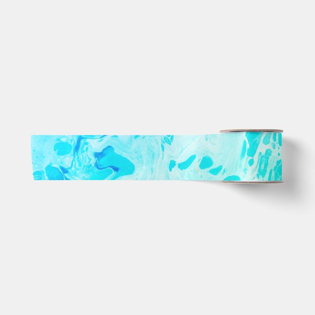 Lazo De Raso Aqua Swirls Shades of Blue Green (Anverso)