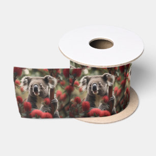 Lazo De Raso Árbol Banksia Rojo Con Oso Koala,
