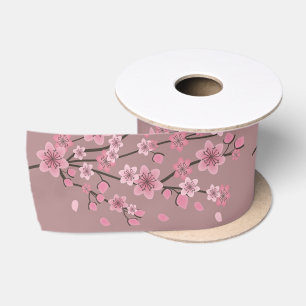 Lazo De Raso Árbol de flor de cerezo Ombre Pétalos Botánicos Bo