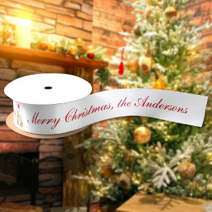 Lazo De Raso Árbol de Navidad Alegre Muñeco de Nieve Regalos Pe
