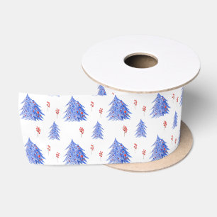 Lazo De Raso Árbol de Navidad azul hielo invernal bayas de aceb