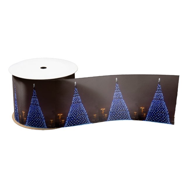 Lazo De Raso Árbol de Navidad de luces azules (Carrete)