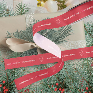 Lazo De Raso Árbol de Navidad minimalista rojo festivo moderno