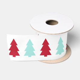 Lazo De Raso Árbol de Navidad moderno, acuático y rojo