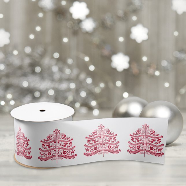 Lazo De Raso Árbol de Navidad Nórdico Escandinavo Rojo (Subido por el creador)