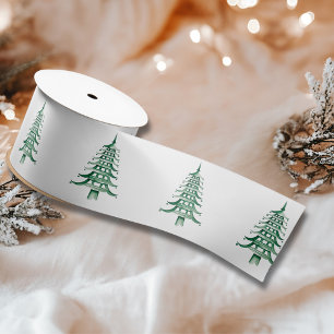 Lazo De Raso Árbol de Navidad Pagoda verde y blanco