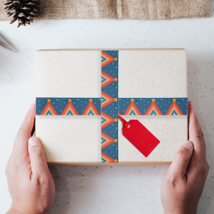 Lazo De Raso Árbol de Navidad Retro Groovy Minimalista Rojo y A