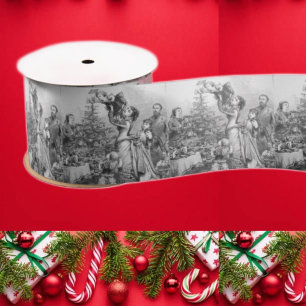 Lazo De Raso Árbol de Navidad Victoriano Familia Antigüedad Nav