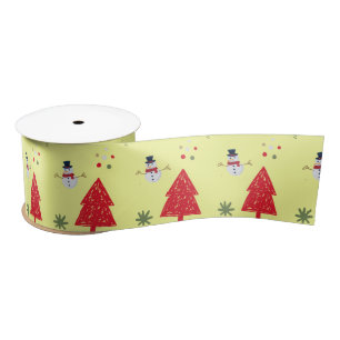 Lazo De Raso Árbol de Santa Xmas de nieve suave Patrón sin foco