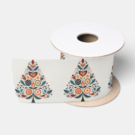 Lazo De Raso Árbol Navideño Colorido Arte Popular Escandinavo