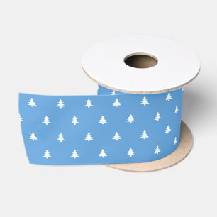 Lazo De Raso Árboles de Navidad azules y blancos de Navidad