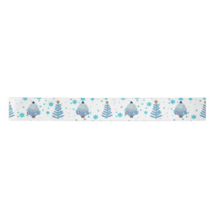 Lazo De Raso Árboles de Navidad azules y nieve