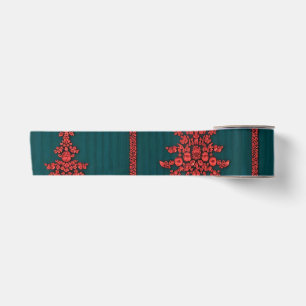 Lazo De Raso Árboles de Navidad de Cristal Verde Azul y Rojo